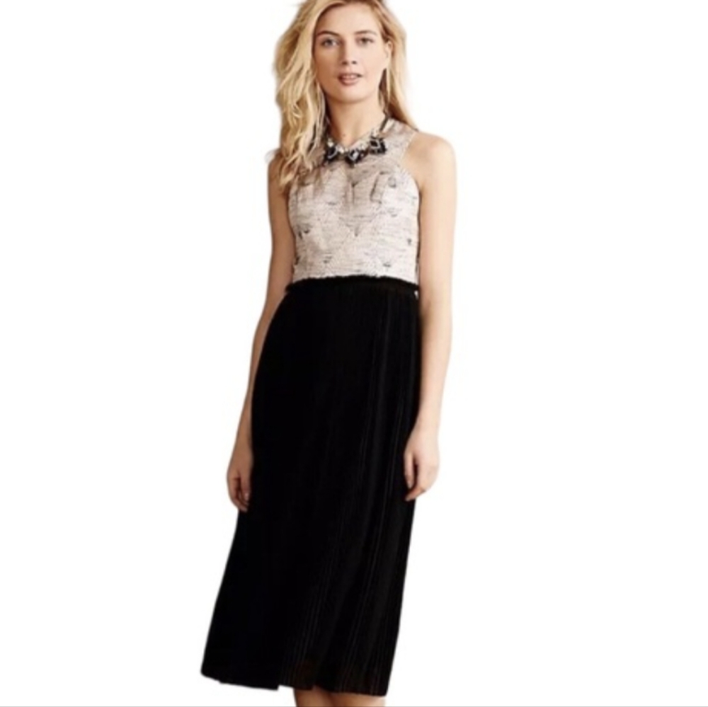 Nomad Morgan Carper, Anthropology Dress, Black Pleated Midi